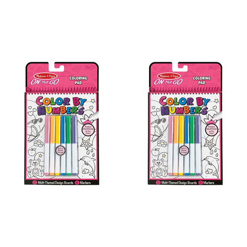 2PK Melissa & Doug On The Go Color by Numbers Book Pink Kids/Childrens Toy 5y+