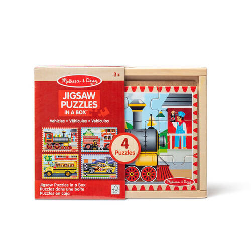 Melissa & Doug Vehicles Puzzles In A Box Wooden Kids Toy Jigsaw 3y+