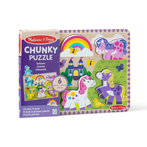 Melissa & Doug Unicorn Chunky Puzzle Extra Thick Wooden Kids Jigsaw 2y+