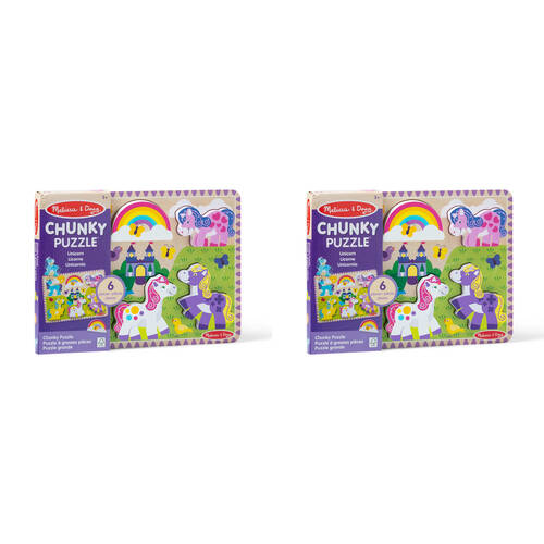 2PK Melissa & Doug Unicorn Chunky Puzzle Extra Thick Wooden Kids Jigsaw 2y+