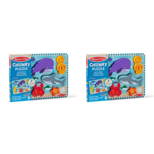 2PK Melissa & Doug Sea Life Chunky Puzzle Extra Thick Wooden Kids Jigsaw 2y+