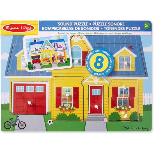 8pc Melissa & Doug Around the House Wooden Sound Puzzle Kids Toy Jigsaw 2y+