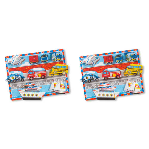 2PK Melissa & Doug Vehicles Chunky Puzzle Extra Thick Wooden Kids Jigsaw 2y+