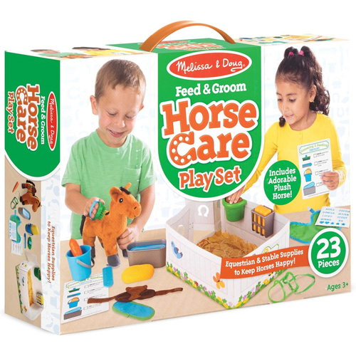 Melissa & Doug Feed & Groom Horse Care Play Set Kids/Childrens Toy 3+