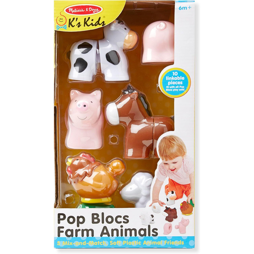 Melissa & Doug Pop Blocs Farm Animals Kids/Childrens Toy 6m+