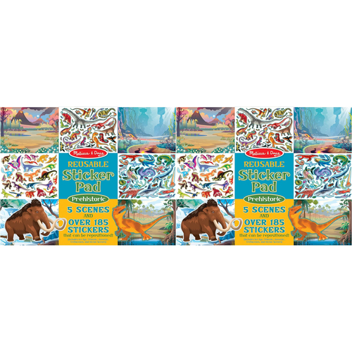 2PK Melissa & Doug Reusable Sticker Pad Prehistoric Kids/Childrens Toy 3y+