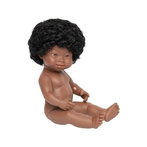 Miniland Anatomically Correct Baby 38cm African Girl w/ Down Syndrome 18m+