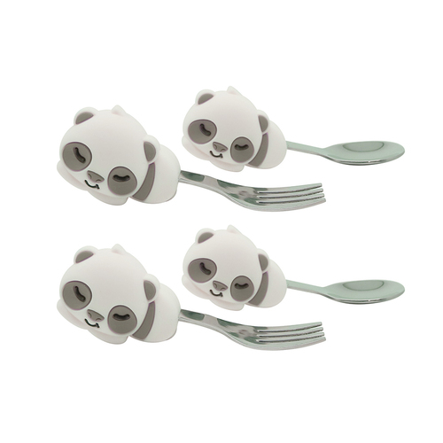 4pc Marcus & Marcus Pebbles PandaPalm Grasp Cutlery Set 18m+ Grey