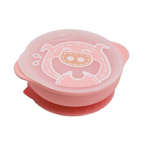 Marcus & Marcus Pokey Pig Self Feeding Suction Bowl w/ Lid 12-18m Pink
