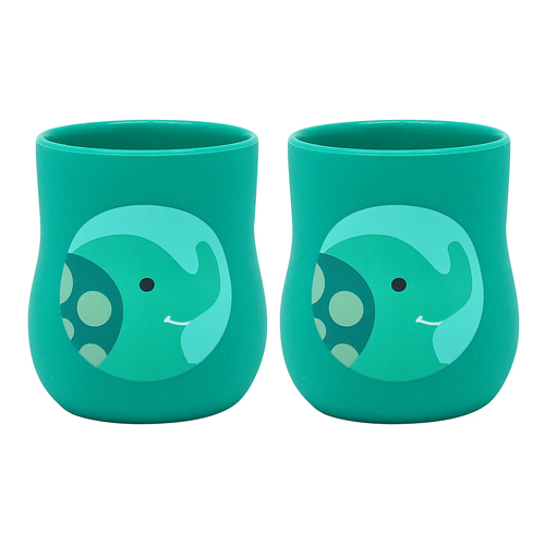 2PK Marcus & Marcus Silicone Baby Training Cup (4oz) Ollie Elephant Green 6M+