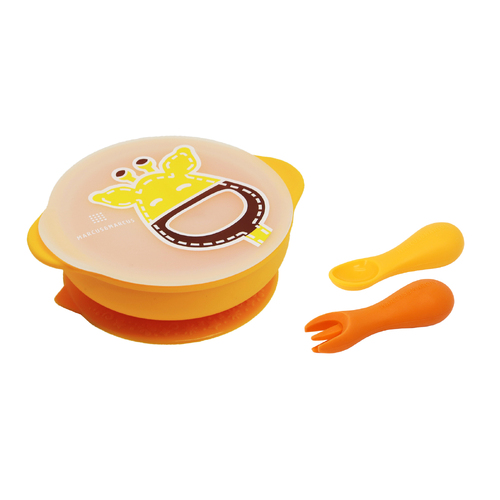 3pc Marcus & Marcus Toddler First Self Feeding Set Yellow Giraffe 12m+