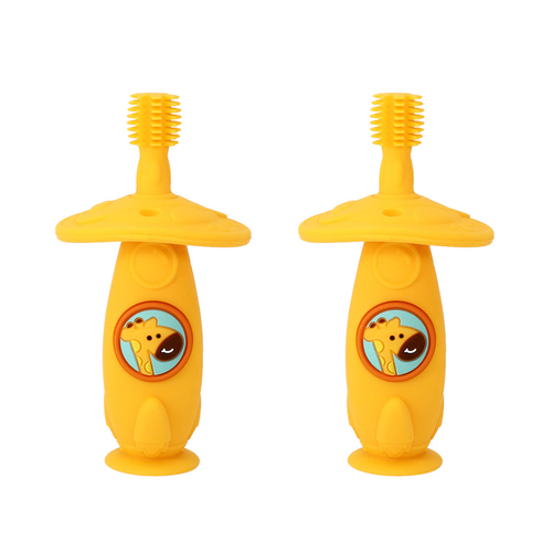 2PK Marcus & Marcus Self Training 360 Silicone Toothbrush Lola Giraffe Yellow 12m+