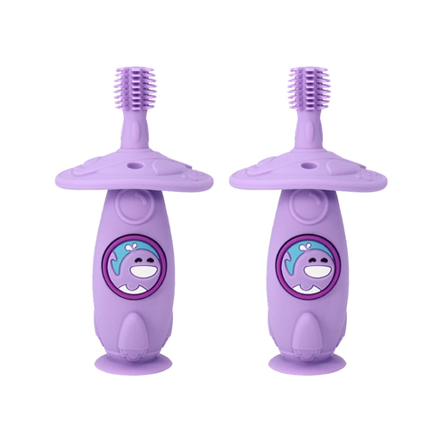 2PK Marcus & Marcus Self Training 360 Silicone Toothbrush Willo Whale Lilac 12m+
