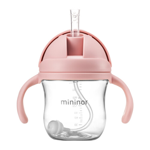 Mininor Baby/Infant 220ml Tritan Straw Bottle - Rose