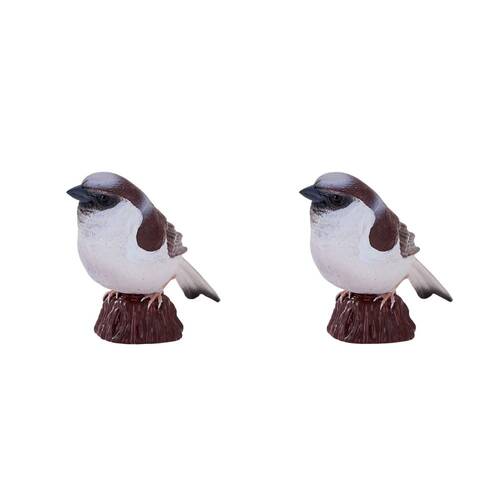 2PK Mojo House Sparrow 2025 Figurine Bird Sculpture - Brown