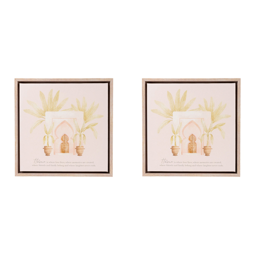 2PK Splosh Modern Oasis Home Framed Canvas w/ Hook 34x34cm