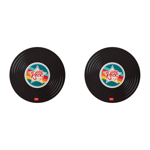 2PK Legami PVC Mousepad Anti-Slip Mouse Mat Round - Vinyl Black