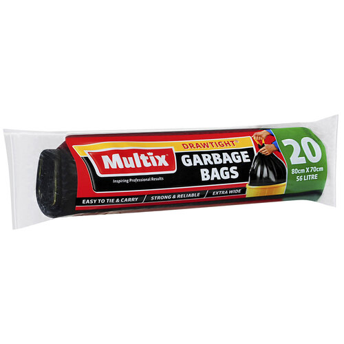 20pc Multix Garbage Bag Drawtight 56 Litre 80 x 70cm