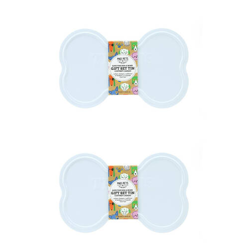 2PK Mad Pets Dog Grooming Gift Set Bone Tin 100ml Oatmeal & Chamomile