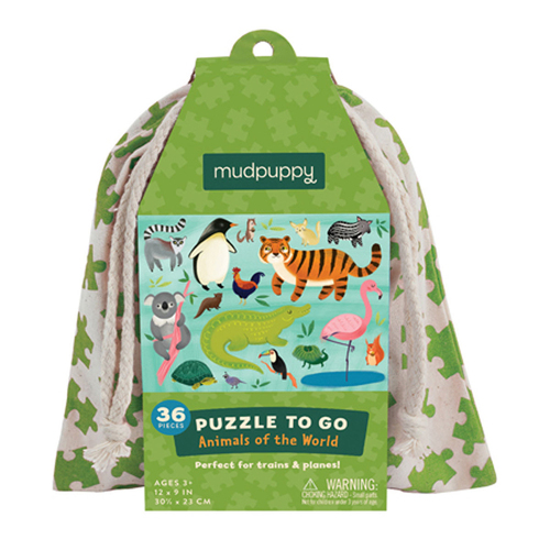 36pc Mudpuppy To Go Jigsaw Puzzle 31x23cm Animals of the World Kids Game 3y+