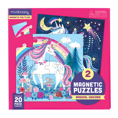 20pc Mudpuppy Magnetic Jigsaw Puzzle 17x17cm Magic Unicorn Kids Game 3y+