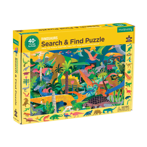 64pc Mudpuppy Search & Find Kids Jigsaw Puzzle 58x38cm Dinosaurs 4y+