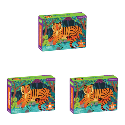 3x 48pc Mudpuppy Kids Mini Jigsaw Puzzle 20x14.5cm Animal Bengal Tiger 4+