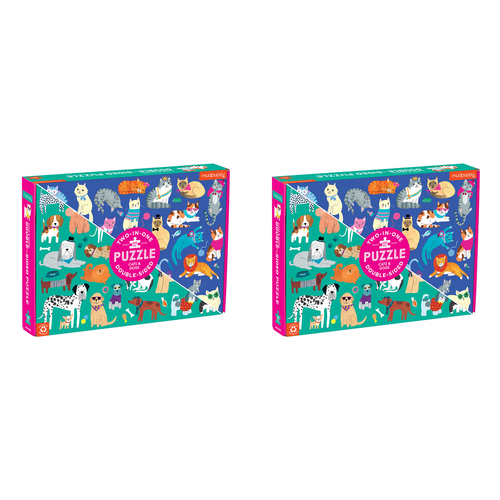 2x 100pc Mudpuppy Double-Sided Puzzle Cats & Dogs 55x42cm 6+