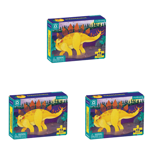 3x 48pc Mudpuppy Kids Mini Jigsaw Puzzle 20x14.5cm Dinosaur Stegosaurus 4+