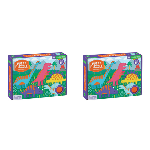 2x 42pc Mudpuppy Kids Jigsaw Puzzle 38x38cm Fuzzy Dinosaurs 3+