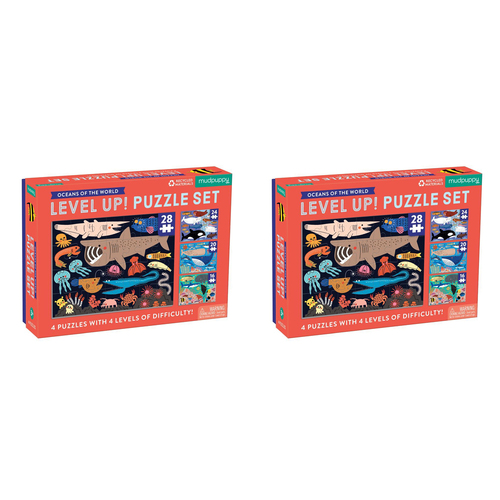 2PK Mudpuppy Level Up Kids 4 Jigsaw Puzzle Set Oceans 3+