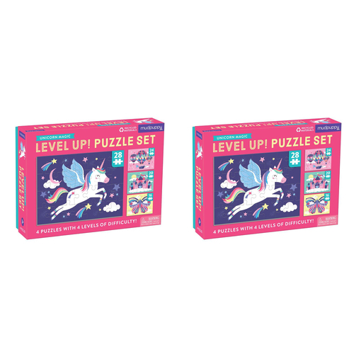 2PK Mudpuppy Level Up Kids 4 Jigsaw Puzzle Set Unicorn 3+
