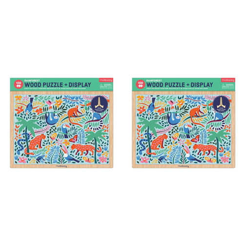 2x 100pc Mudpuppy Jigsaw Wood Puzzle & Display 30x23cm Rainforest Game 3y+