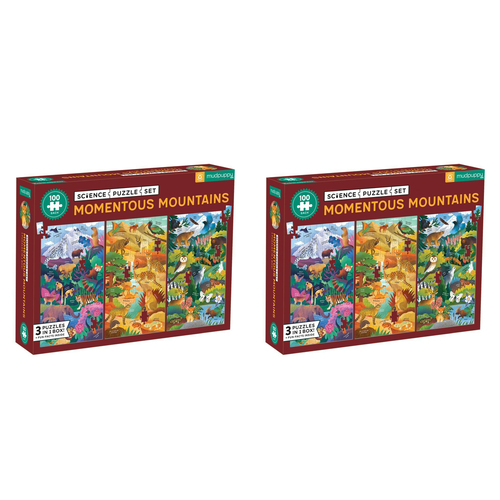 2x 100pc Mudpuppy Jigsaw Puzzle x 3 Momentous Mountains Kids Game 3y+