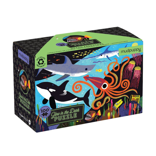 100pc Mudpuppy Glow Jigsaw Puzzle Ocean Predators 5+