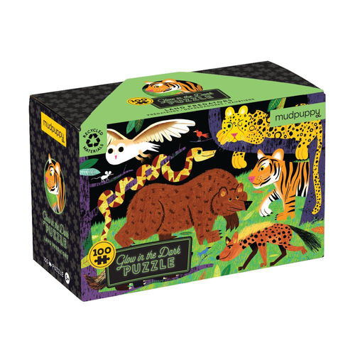 100pc Mudpuppy Glow Jigsaw Puzzle Land Predators 5+
