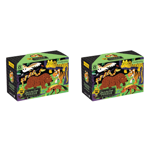 2x 100pc Mudpuppy Glow Jigsaw Puzzle Land Predators 5+