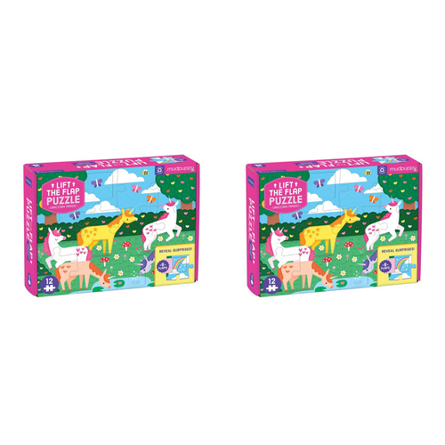 2x 12pc Mudpuppy Lift The Flap Kids Jigsaw Puzzle 45.75x35cm Unicorn 2+