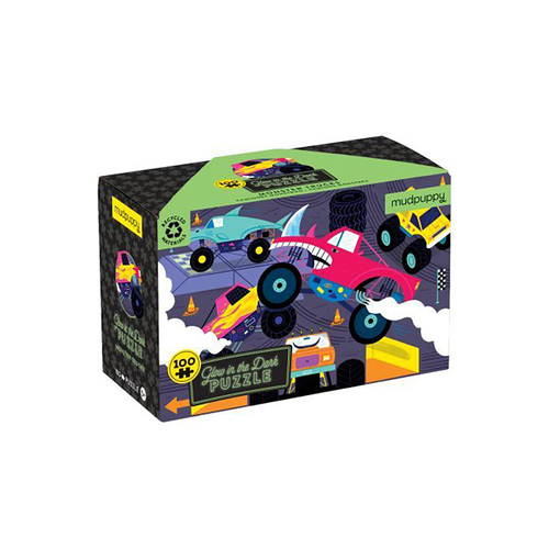 100pc Mudpuppy Glow Jigsaw Puzzle Monster Trucks 5+