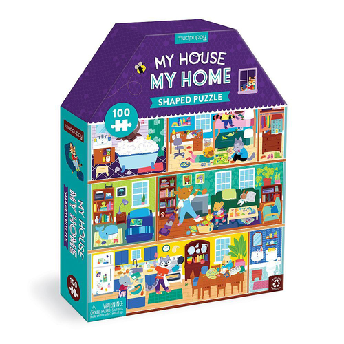 100pc Mudpuppy House Shaped Jigsaw Puzzle My House 5-8y