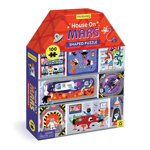 100pc Mudpuppy House Shaped Jigsaw Puzzle On Mars Kids Game 5-8y