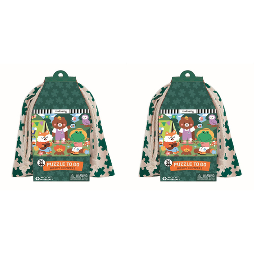 2x 36pc Mudpuppy To Go Jigsaw Puzzle 31x23cm Happy Camper Kids Game 3y+