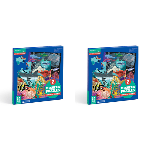 2x 20pc Mudpuppy Magnetic Jigsaw Puzzle 17x17cm Depths of Seas Kids Game 3y+
