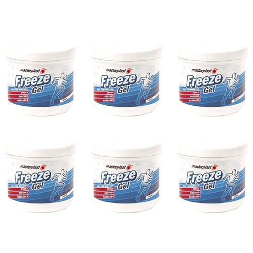 6PK Masterplast Freeze Gel Tub to Cools Soothes Massages Relief Muscles 200ml