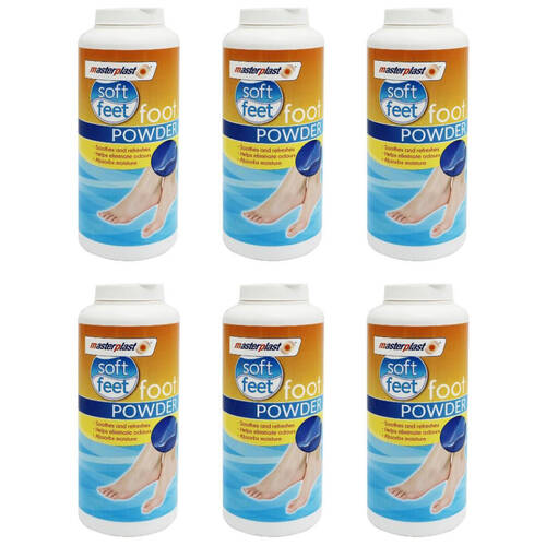 6PK Masterplast Soft Feet Moisture & Odour Eliminator Foot Powder 170g