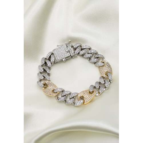 D'oro Marina Link Bracelet 18k Gold/Rhodium Filled Fashion Jewellery