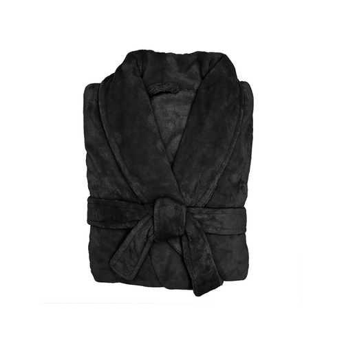 Bambury Size S/M Soft Microplush Bedroom/Bathroom Robe Black Home Living