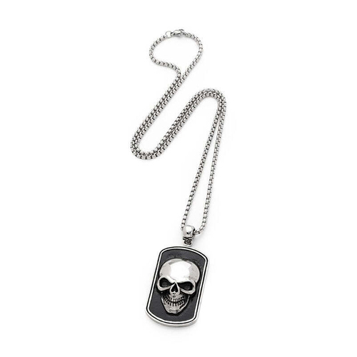 Men's Republic Stylish Dog Tag Skull Necklace Gift Set