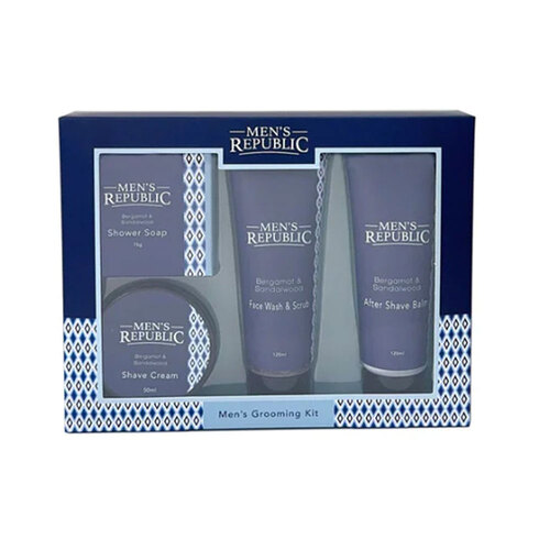 4pc Men's Republic Grooming Kit - Shave and Cleanse 