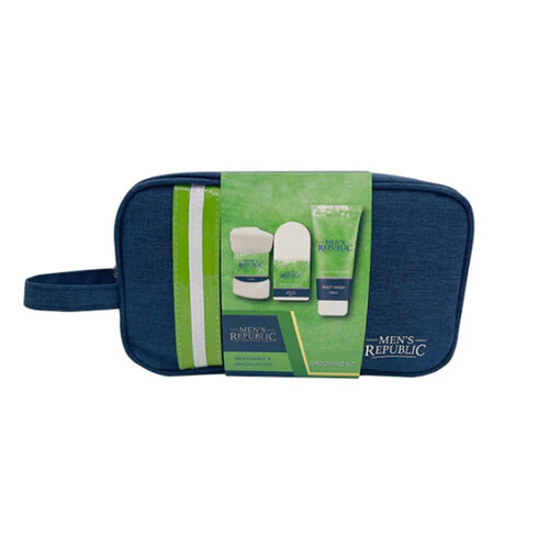 4pc Men's Republic Grooming Kit in Toiletry Bag - Body Wash & Roll-On